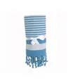 Telo mare/pareo stile Fouta 100% cotone 580gr con lato in spugna e frange, 90x160 cm
