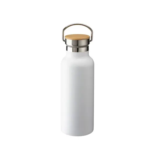 Thermos in acciaio inossidabile  con doppia parete isolante con tappo in bambú