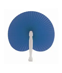 Ventaglio in carta colorata con manico in plastica bianca, lunghezza cm 26