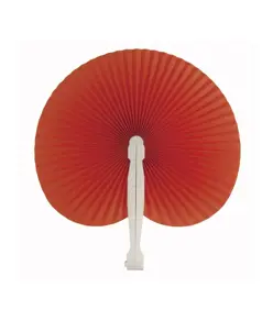 Ventaglio in carta colorata con manico in plastica bianca, lunghezza cm 26