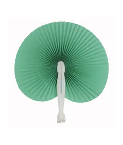 Ventaglio in carta colorata con manico in plastica bianca, lunghezza cm 26