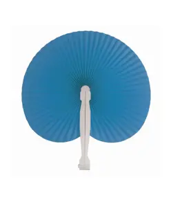 Ventaglio in carta colorata con manico in plastica bianca, lunghezza cm 26