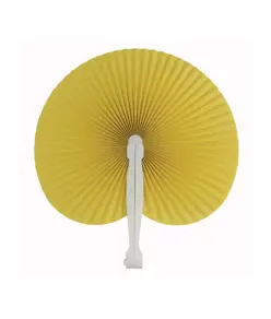 Ventaglio in carta colorata con manico in plastica bianca, lunghezza cm 26