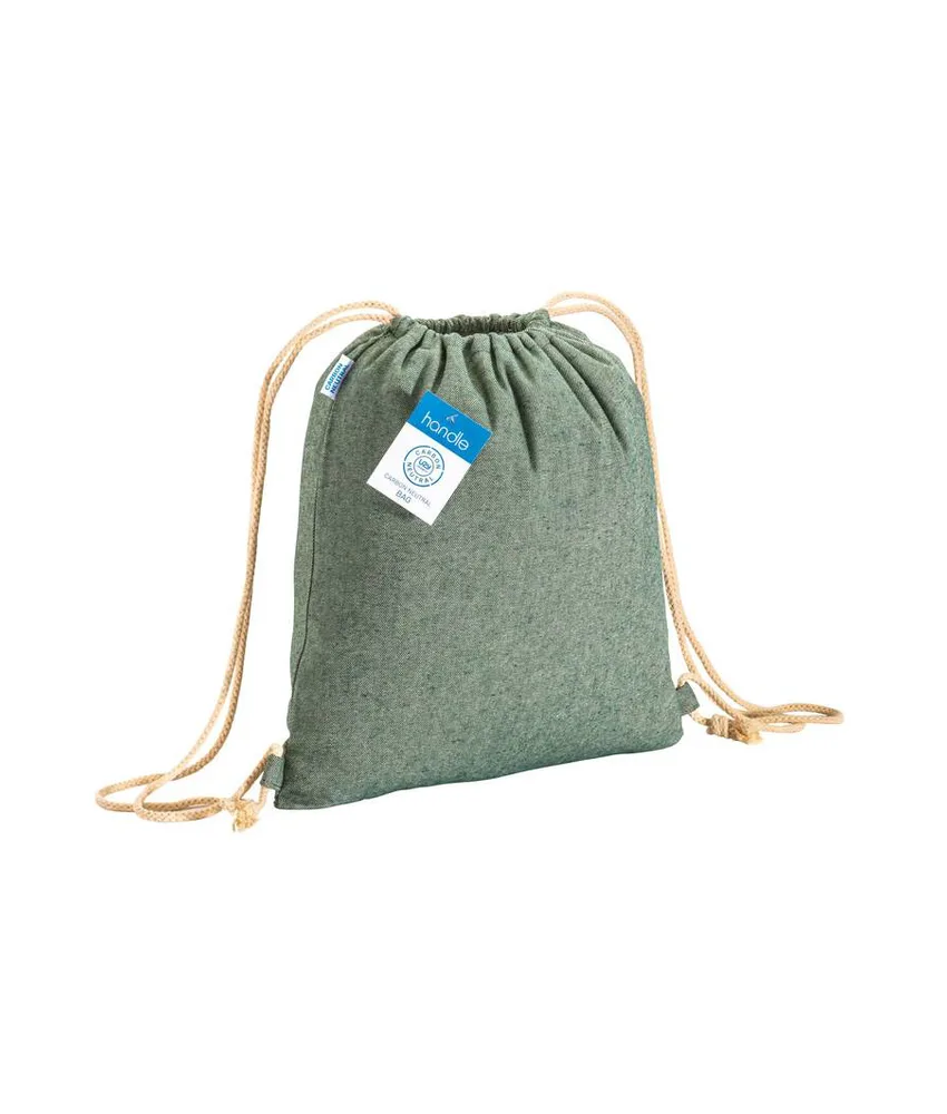 50 pezzi Zainetto carbon neutral in cotone riciclato effetto melange 280 gr/m2 con chiusura a stroz Handle