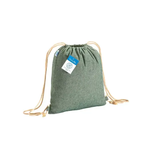 Zainetto carbon neutral in cotone riciclato effetto melange 280 gr/m2 con chiusura a stroz Handle