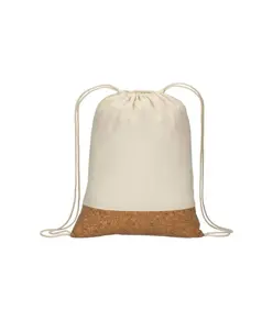Zainetto in cotone 135 g/m2 con chiusura a strozzo,  base in sughero Handle
