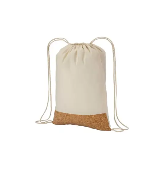 Zainetto in cotone 135 g/m2 con chiusura a strozzo,  base in sughero Handle