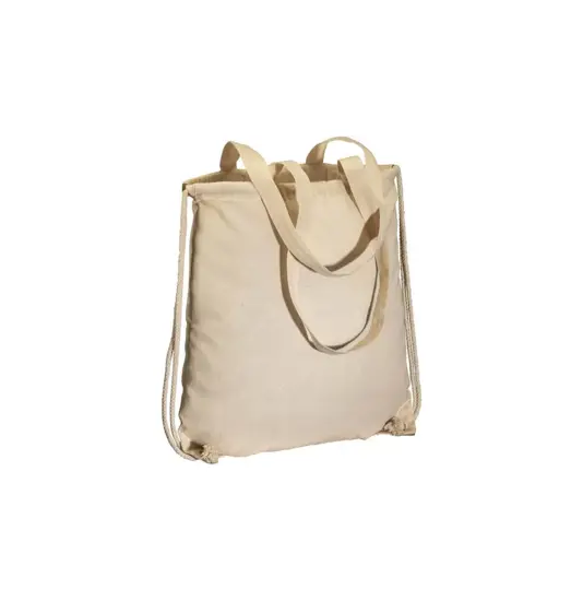 Zainetto in cotone 135 g/m2, con chiusura a strozzo e manici Handle