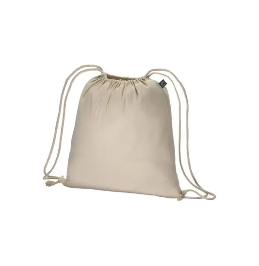 Zainetto in cotone FAIRTRADE ® 140 g/m2 con chiusura a strozzo Handle