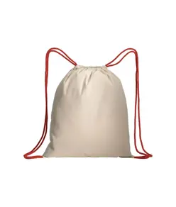Zainetto in cotone naturale con chiusura a strozzo e cordini colorati Handle