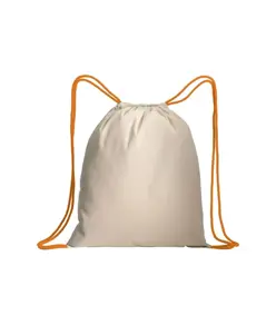 Zainetto in cotone naturale con chiusura a strozzo e cordini colorati Handle