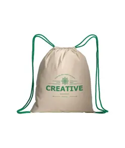 Zainetto in cotone naturale con chiusura a strozzo e cordini colorati Handle