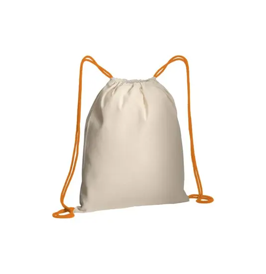 Zainetto in cotone naturale con chiusura a strozzo e cordini colorati Handle