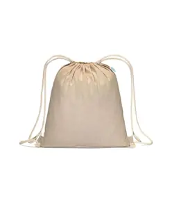 Zainetto in cotone riciclato effetto melange 180 g/m2 con chiusura a strozzo Handle