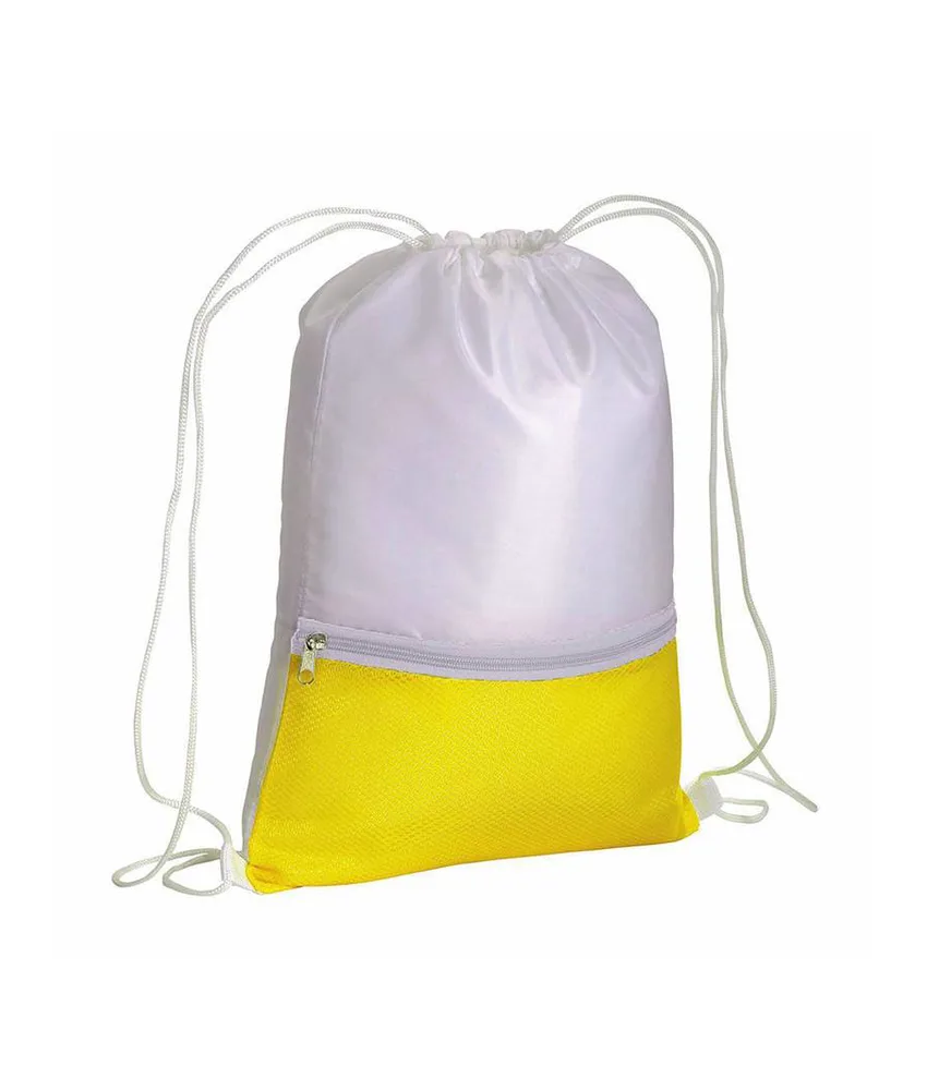 25 pezzi Zainetto in poliestere 210T con tasca zip colorata e chiusura a strozzo Handle