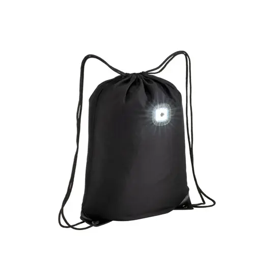 Zainetto in poliestere 300T con luce LED COB, angoli rinforzati. Handle