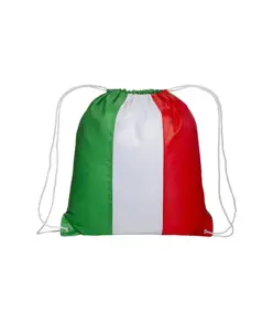 Zainetto tricolore in  poliestere 210 T con chiusura a strozzo e angoli rinforzati Handle