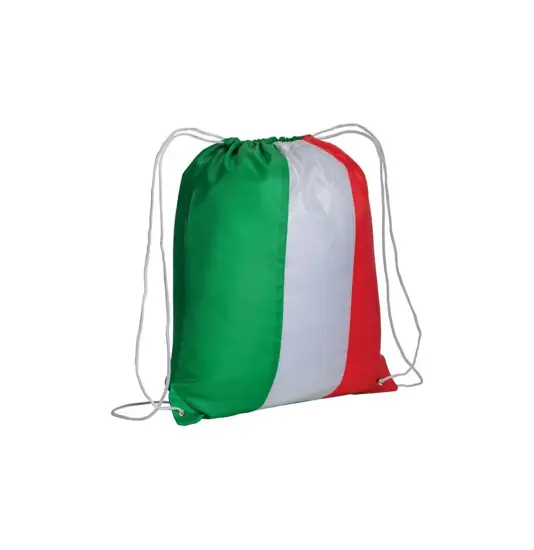 Zainetto tricolore in  poliestere 210 T con chiusura a strozzo e angoli rinforzati Handle