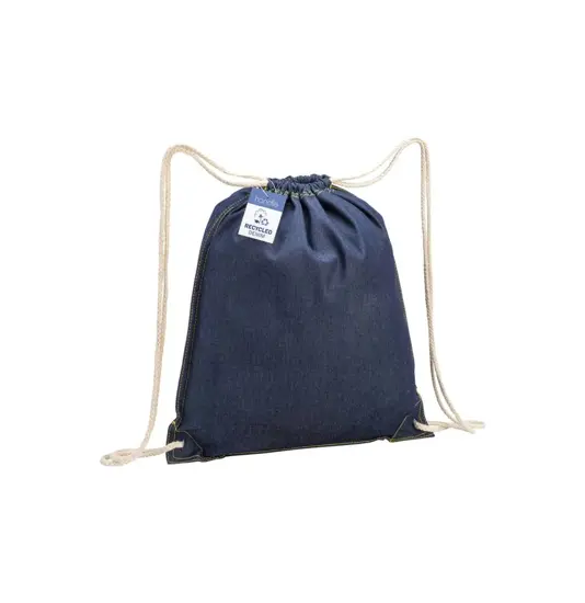 Zaino in cotone denim riciclato con chiusura a strozzo e angoli rinforzati Handle