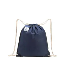 Zaino in cotone denim riciclato con chiusura a strozzo e angoli rinforzati Handle