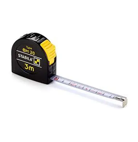 Flessometro bianco in abs con clip metallica Stabila BM 20