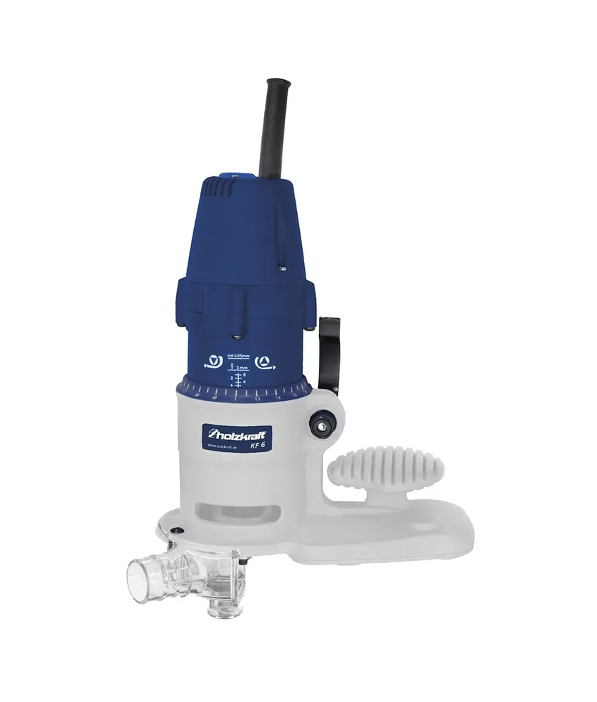 Fresatrice per bordi, 230V 450W - per fresa con attacco per sistema di aspirazione incluso ruotabile a 180°