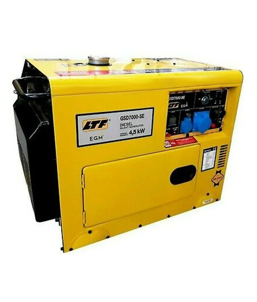 Generatore di corrente diesel silenziato, 4 ruote - avviamento elettrico a batteria