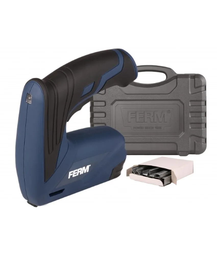 Graffatrice cordless 3,6v 1,5ah li-ion FERM, colpi max al min. 30 - peso 0,79 kg