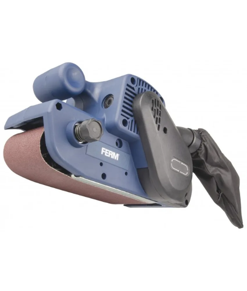 Levigatrice a nastro 900W FERM, velocità nastro 380 rpm - superficie abrasiva 75x135 mm