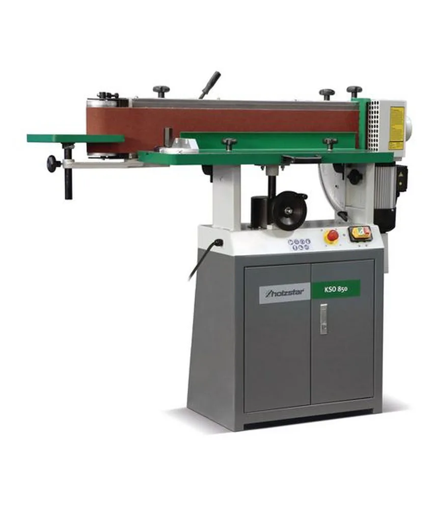 Levigatrice a nastro oscillante con guida angolare e arresto pezzo regolabile da -45° a +45°, dimensioni nastro abrasivo: 2515x150 mm