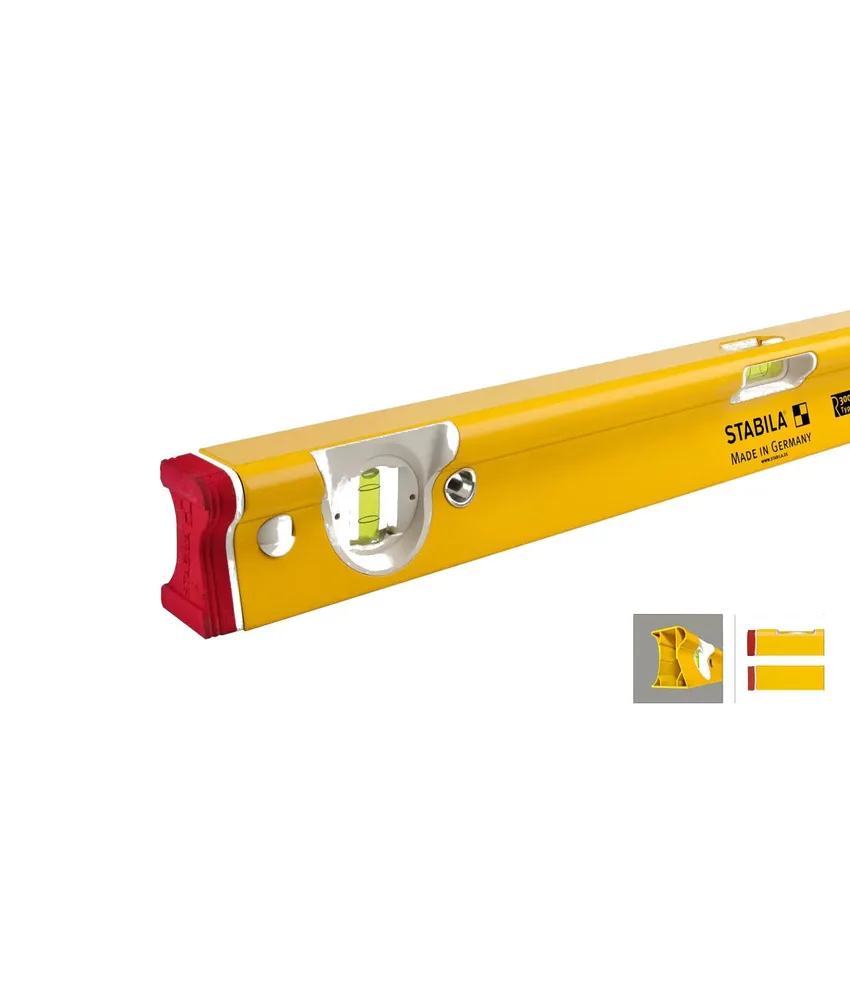Livella con profilo a 'R' Stabila R 300, 1 fiala orizzontale, 2 fiale verticali, 2 superfici di misurazione rivestite