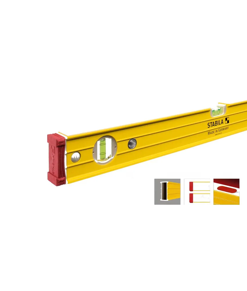 Livella in alluminio con nervature Stabila 96-2 M, • 1 fiala orizzontale, 2 fiale verticali, 2 superfici di misurazione, sistema a magneti in ...