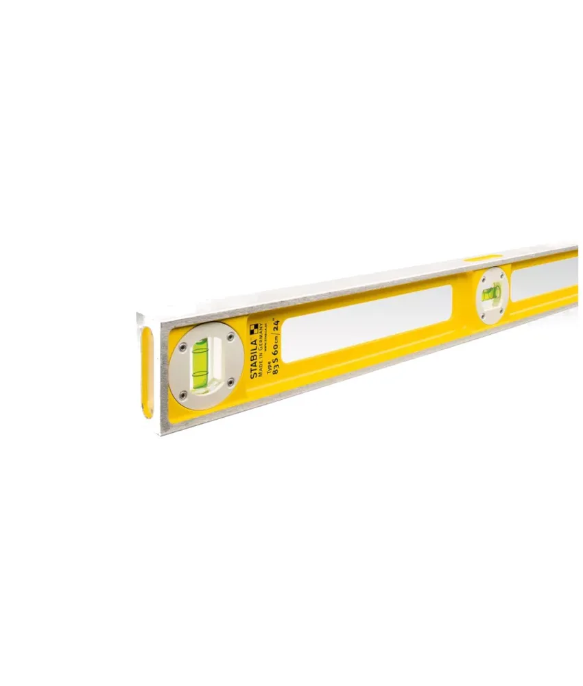 Livella in alluminio Stabila 83 S, 1 fiala orizzontale, 2 fiale verticali, 2 superfici di misurazione fresate, impugnature