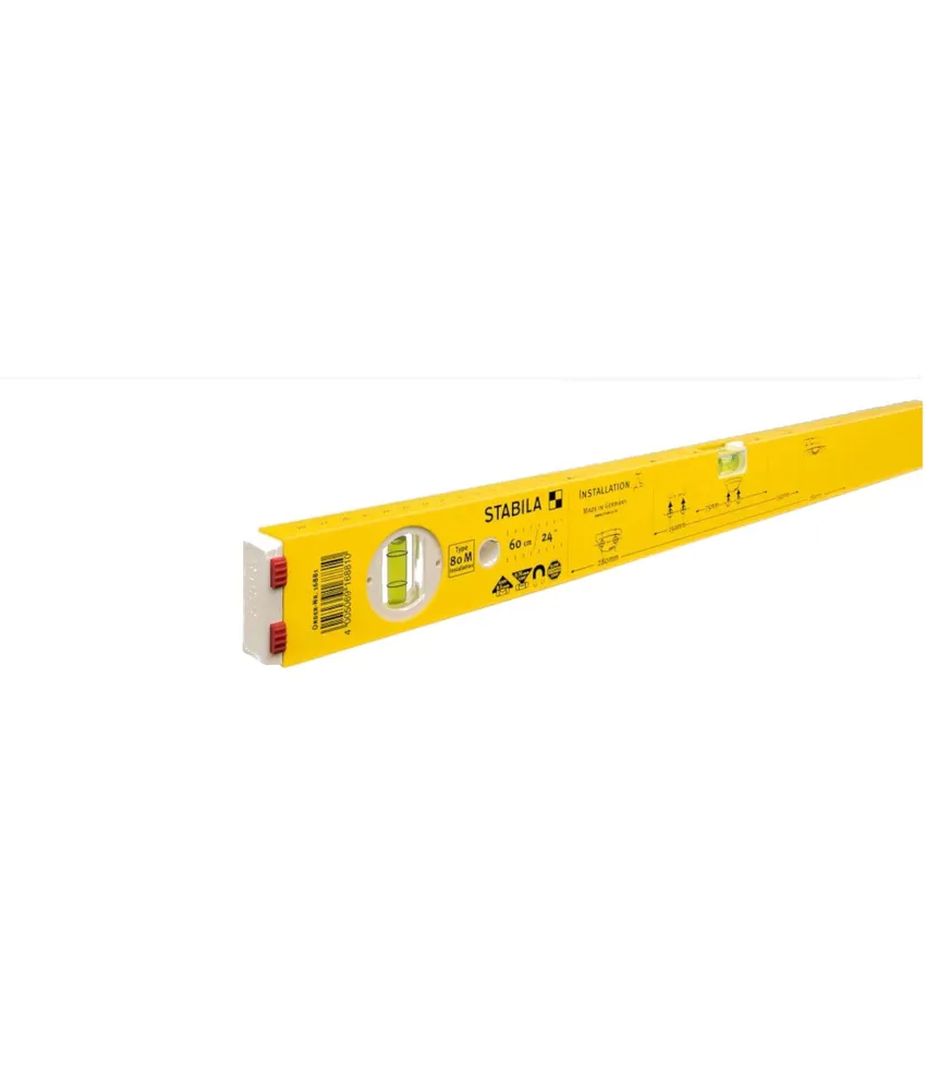 Livella per idraulici Stabila 80 M Installation, 1 fiala orizzontale, 1 fiala verticale, 1 superficie di misurazione rivestita