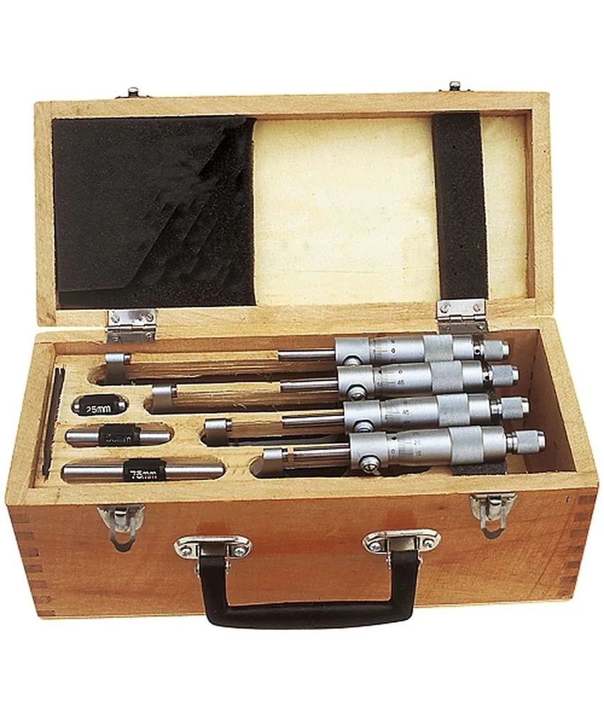 4 Micrometri Centesimali LTF, Set da 4 micrometri centesimali con numeratore 'Oberk' - per esterni