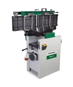 Pialla combinata a filo e spessore con avanzamento automatico del pezzo, interruttore d'emergenza e cappa aspira trucioli integrata