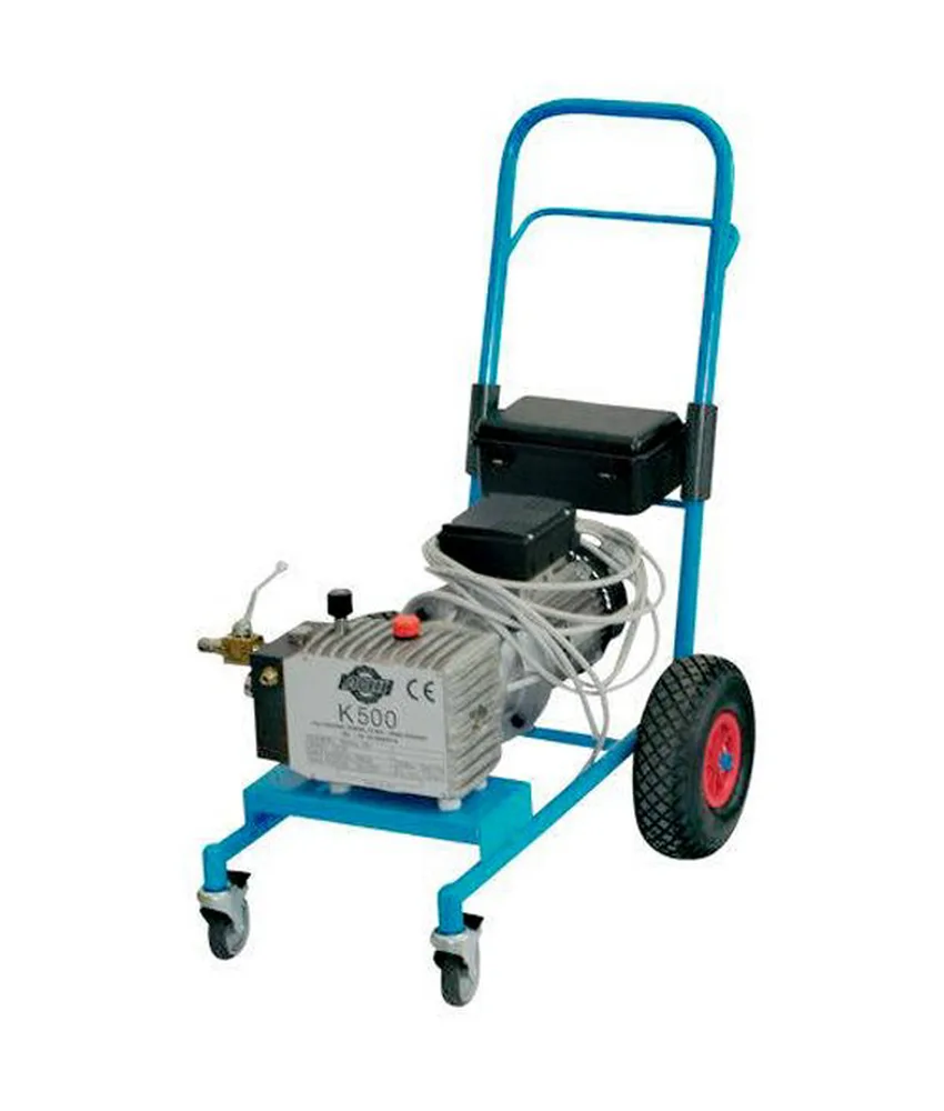Pompa K500 Airless elettrica a membrana 230V carrellata fissa, con kit di verniciatura