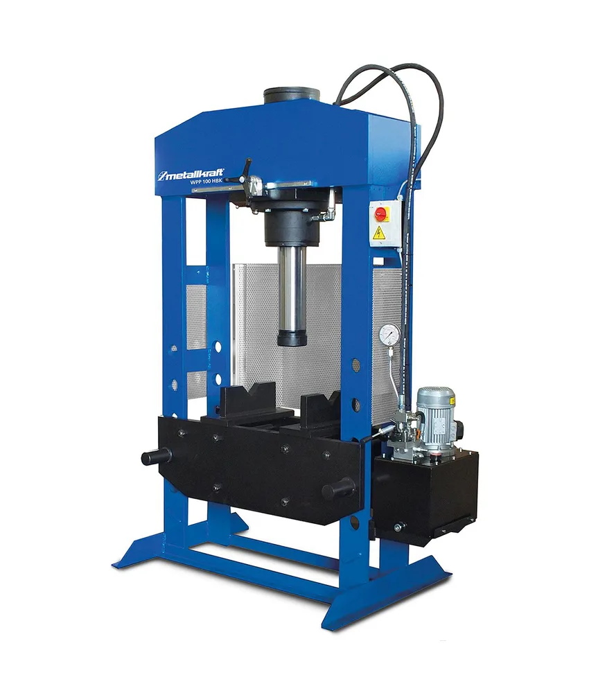 Pressa idraulica professionale Metallkraft, per le officine di lavori tecnici, di riparazione e centri addestramento tecnico