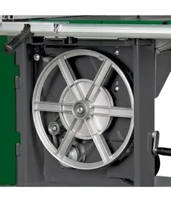 Sega a nastro verticale con guida, interruttore di sicurezza per arresto automatico e piano di lavoro in ghisa di alluminio orientabile fino a 45°