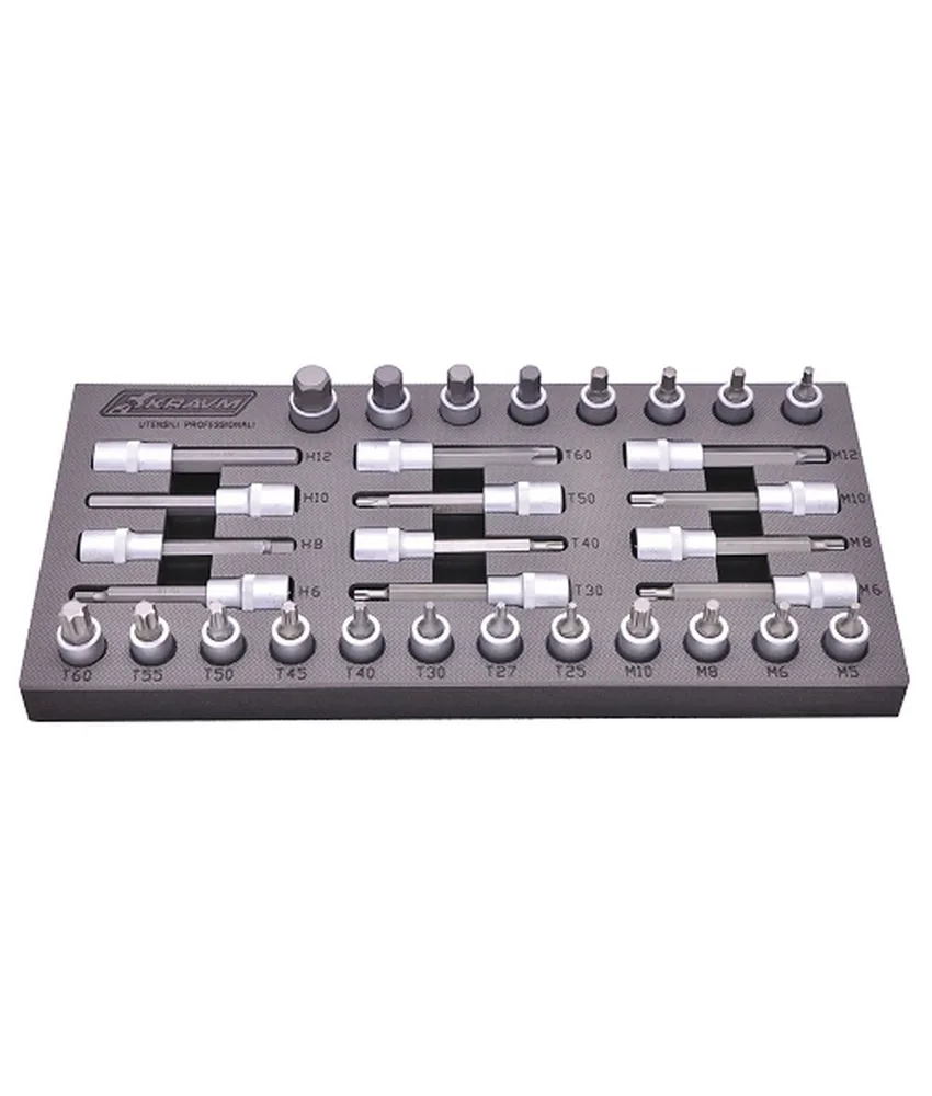 Set 32 inserti a bussola Kravm, in acciaio S2 - utensili manuali
