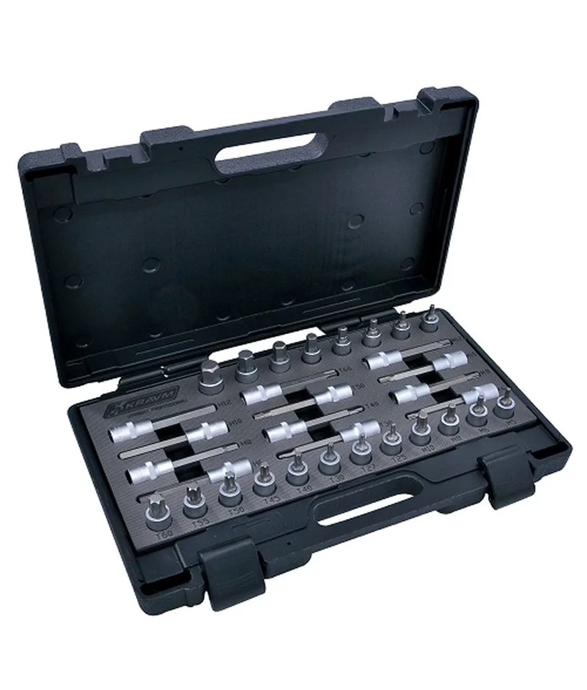 Set 32 inserti a bussola Kravm, in acciaio S2 - utensili manuali