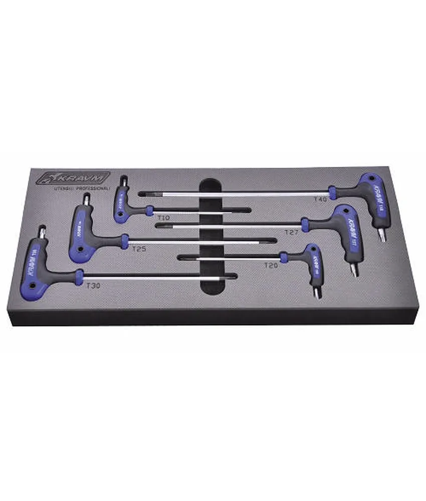 Set 6 chiavi a T Torx Kravm, confezione termoretraibile - in acciaio S2