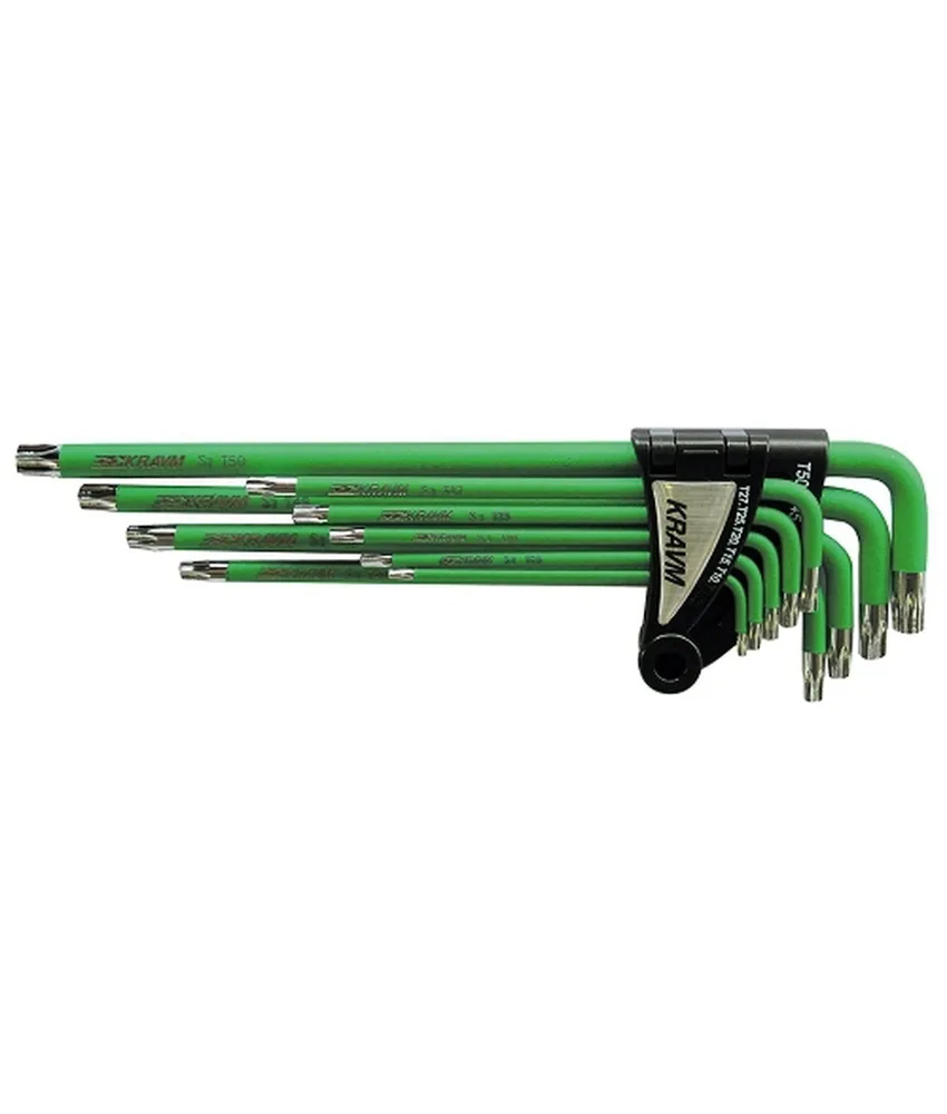 Set 9 chiavi Torx Security Kravm, rivestite - in acciaio S2
