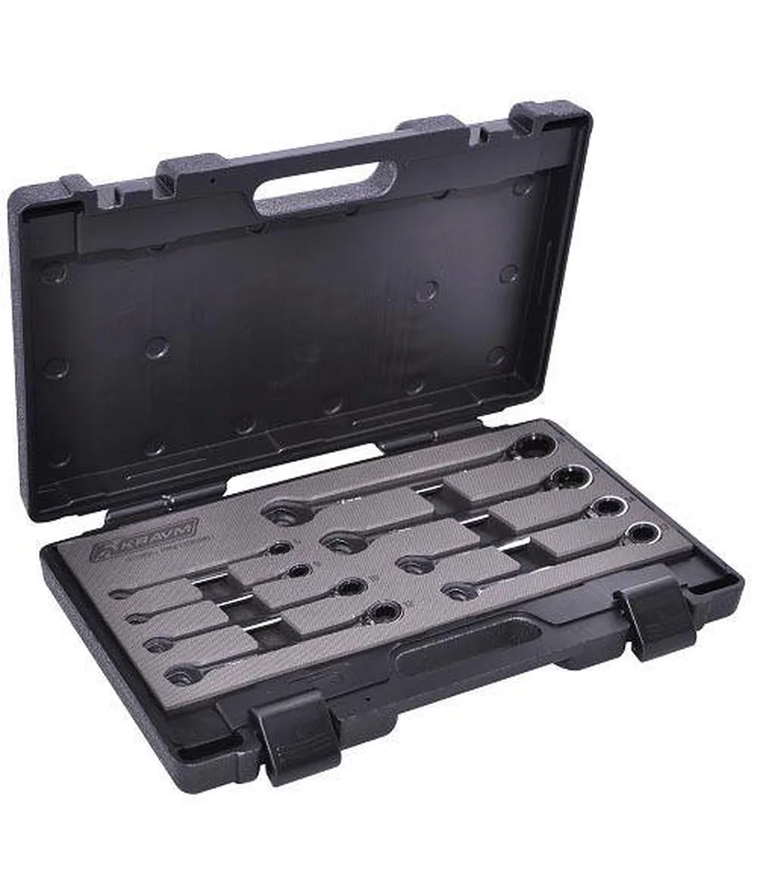 Set chiavi combinate Kravm, a cricchetto - con valigetta