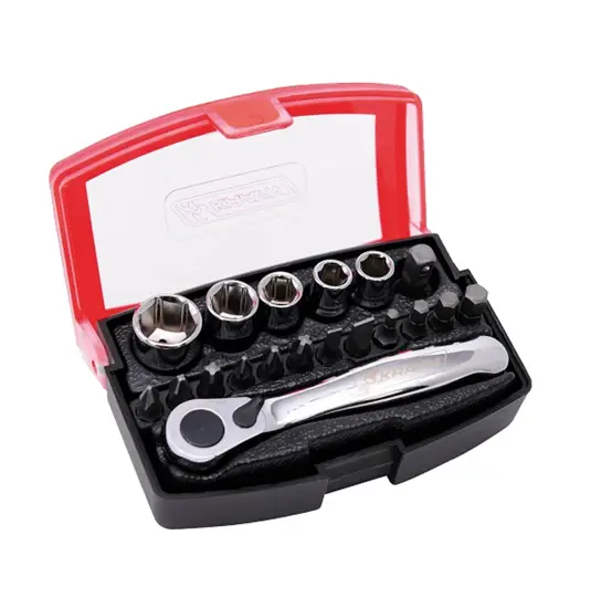 Set cricchetto con inserti e bussole in acciaio Kravm