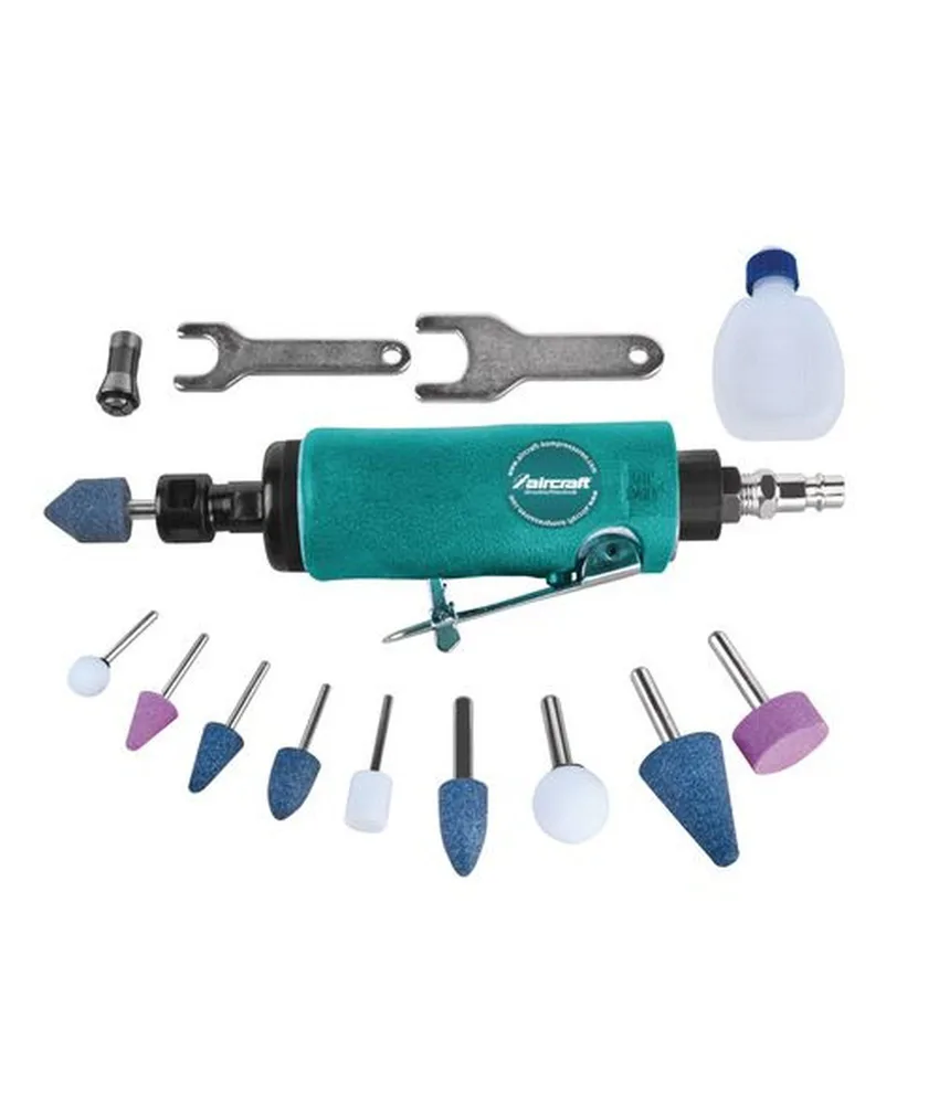 Set smerigliatrice diritta, con impugnatura ergonomica e leva di sicurezza