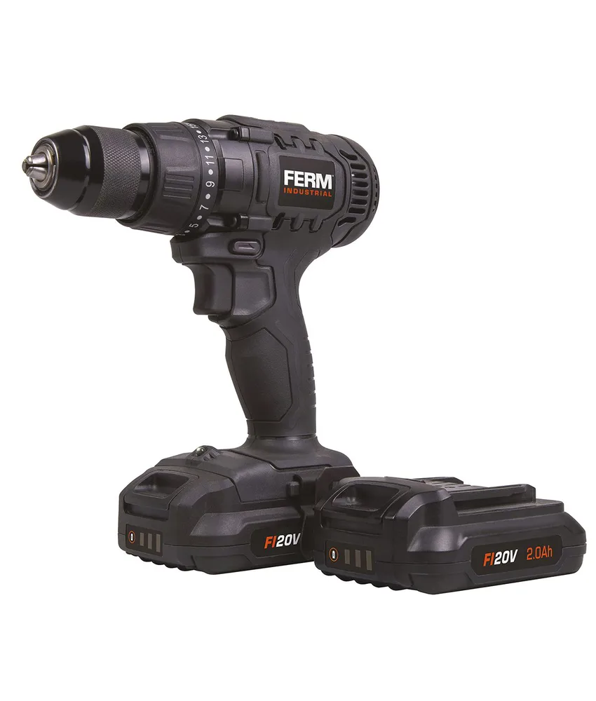 Trapano avvitatore FERM, 20V - 2 batterie Li-Ion