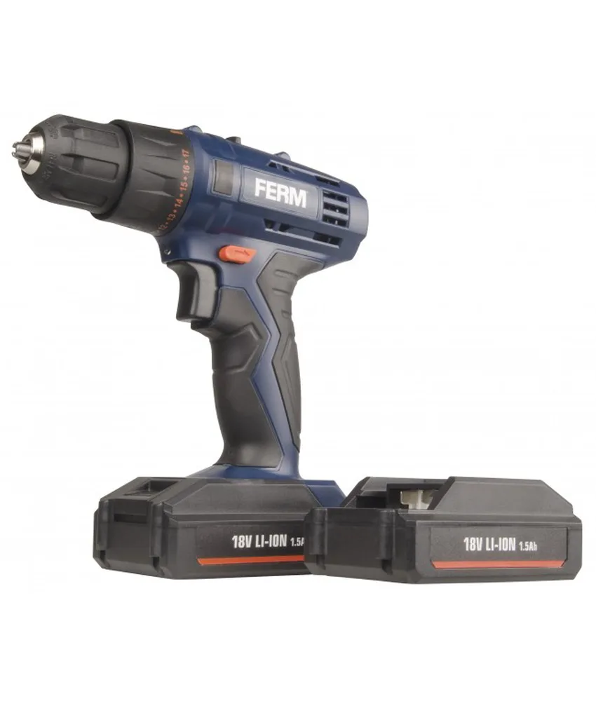 Trapano portatile 18V a 2 velocità FERM, 0-350 rpm / 1300 rpm - coppia massima 32 nm