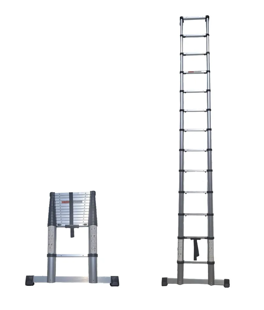 Scala telescopica STP Compact, in alluminio anodizzato - dotata di pulsanti di sicurezza