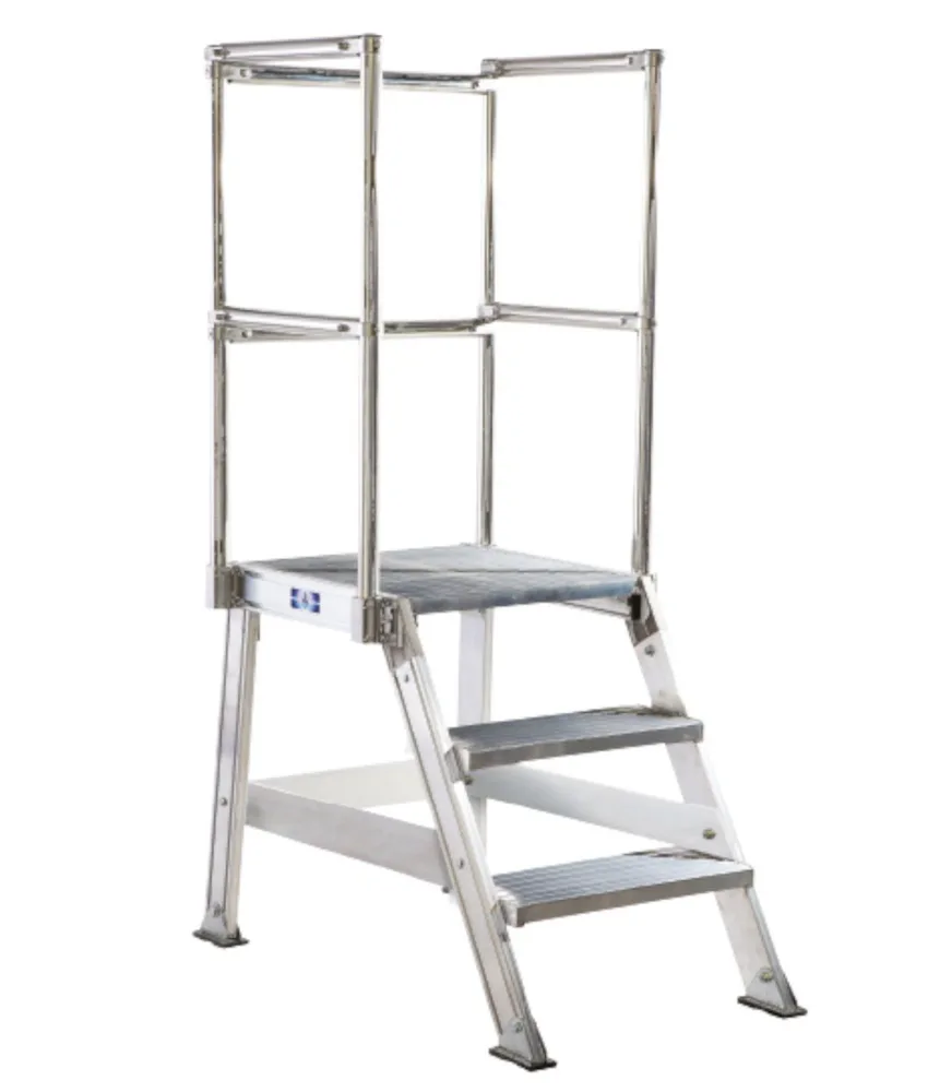 Sgabello con parapetto, in alluminio - mm 800x800
